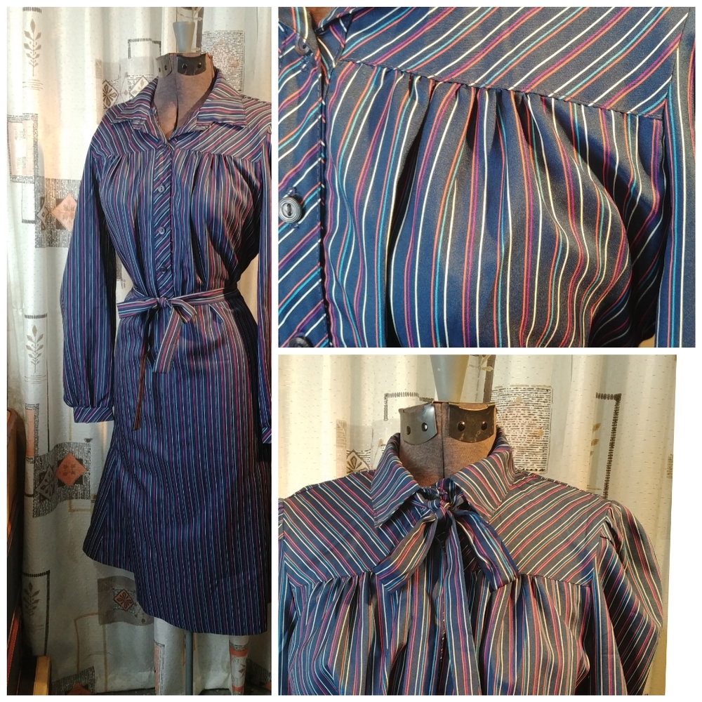 Vintage Breli Stripe Shirt Dress